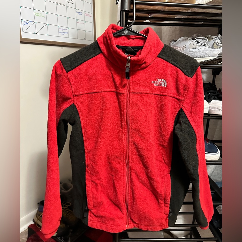The North Face Kids Red and Black Fleece Jacket
